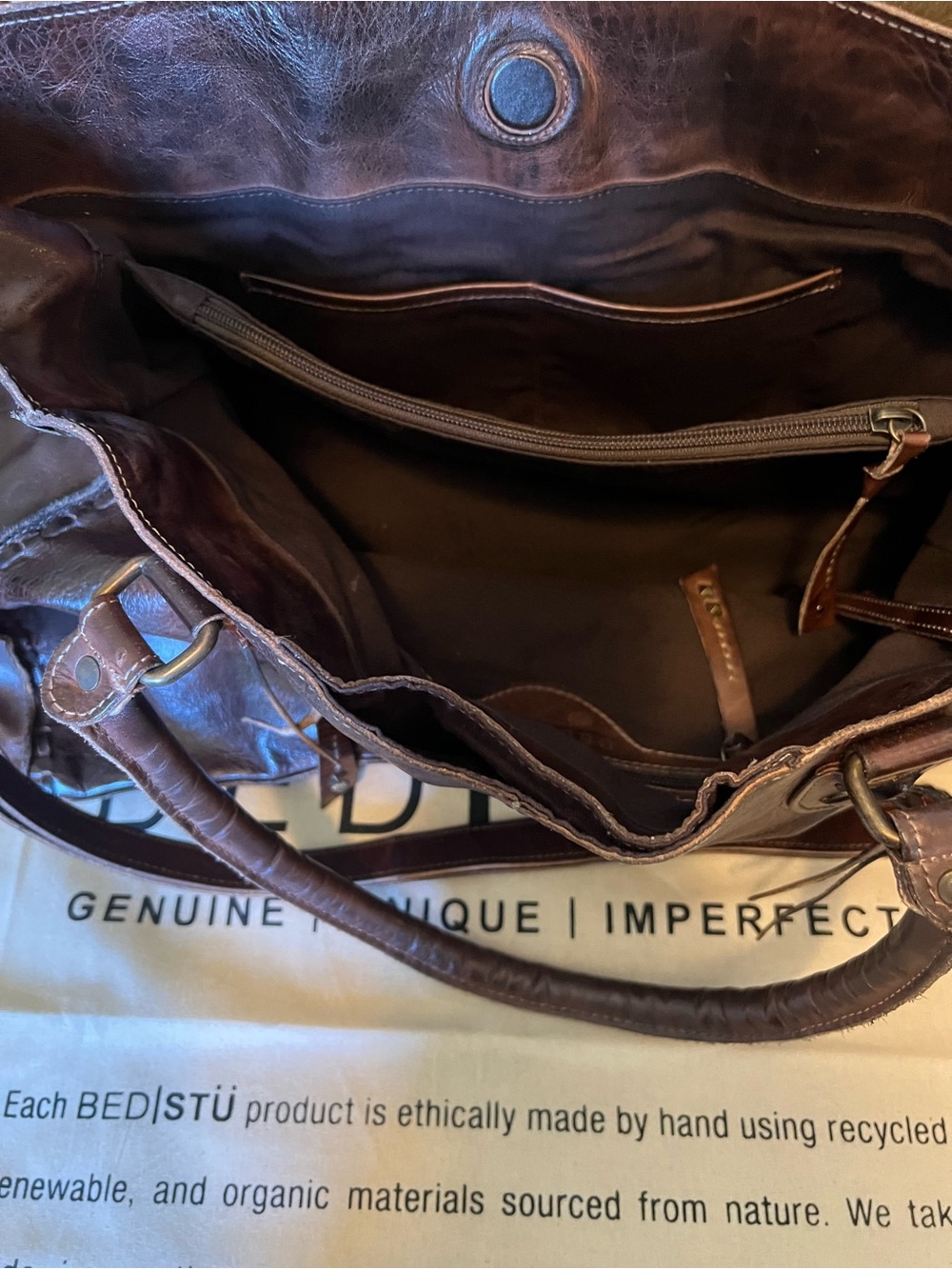 BED|STU Dark Brown Leather Tote Shoulder Bag - Picture 3 of 7